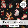 Christmas Gnome Reindeer Snowman Gift Candy Cane on Black Background Seamless  Digital Print Fabric by the Metre UK Sewing Quilting Textile