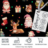 Christmas Gnome Reindeer Snowman Gift Candy Cane on Black Background Seamless  Digital Print Fabric by the Metre UK Sewing Quilting Textile
