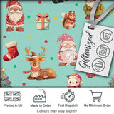 Christmas Gnome Reindeer Snowman Gift  on Mint Polka Dot Background Seamless  Digital Print Fabric by the Metre UK Sewing Quilting Textile