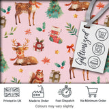 Christmas Reindeer Squirrel Gift Festive Elements on Pink Background Seamless  Digital Print Fabric by the Metre UK Sewing Quilting Textile