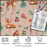 Christmas Reindeer Squirrel Gift Festive Elements on Beige Background Seamless  Digital Print Fabric by the Metre UK Sewing Quilting Textile