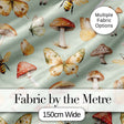 Vintage Butterfly Bees Mushrooms  Illustration Soft Green Background Seamless  Digital Print Fabric by the Metre UK Sewing Quilting Textile