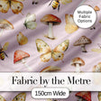 Vintage Butterfly Bees Mushrooms  Illustration Soft Pink Background Seamless  Digital Print Fabric by the Metre UK Sewing Quilting Textile