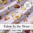 Vintage Butterfly Bees Mushrooms  Illustration Soft Lilac Background Seamless  Digital Print Fabric by the Metre UK Sewing Quilting Textile