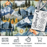 Watercolor Mountain Forest Pine Trees Scenic  Sage Green Background Seamless Digital Print Fabric by the Metre UK Sewing Quilting Textile