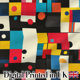 Abstract Colorful Geometric Shapes with Circles Modern Art Seamless Pattern Digital Print Fabric by the Metre UK Sewing Quilting Textile
