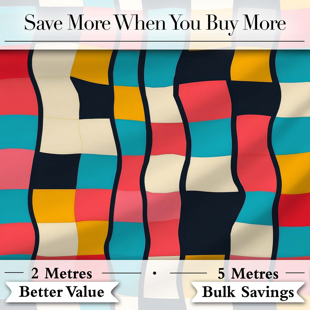 Abstract Wavy Checkered Pattern Soft Pastel Color Blocks Seamless Pattern Digital Print Fabric by the Metre UK Sewing Quilting Textile