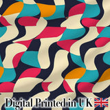 Abstract Organic Flowing Shapes Vibrant  Color Design Seamless Pattern Digital Print Fabric by the Metre UK Sewing Quilting Textile