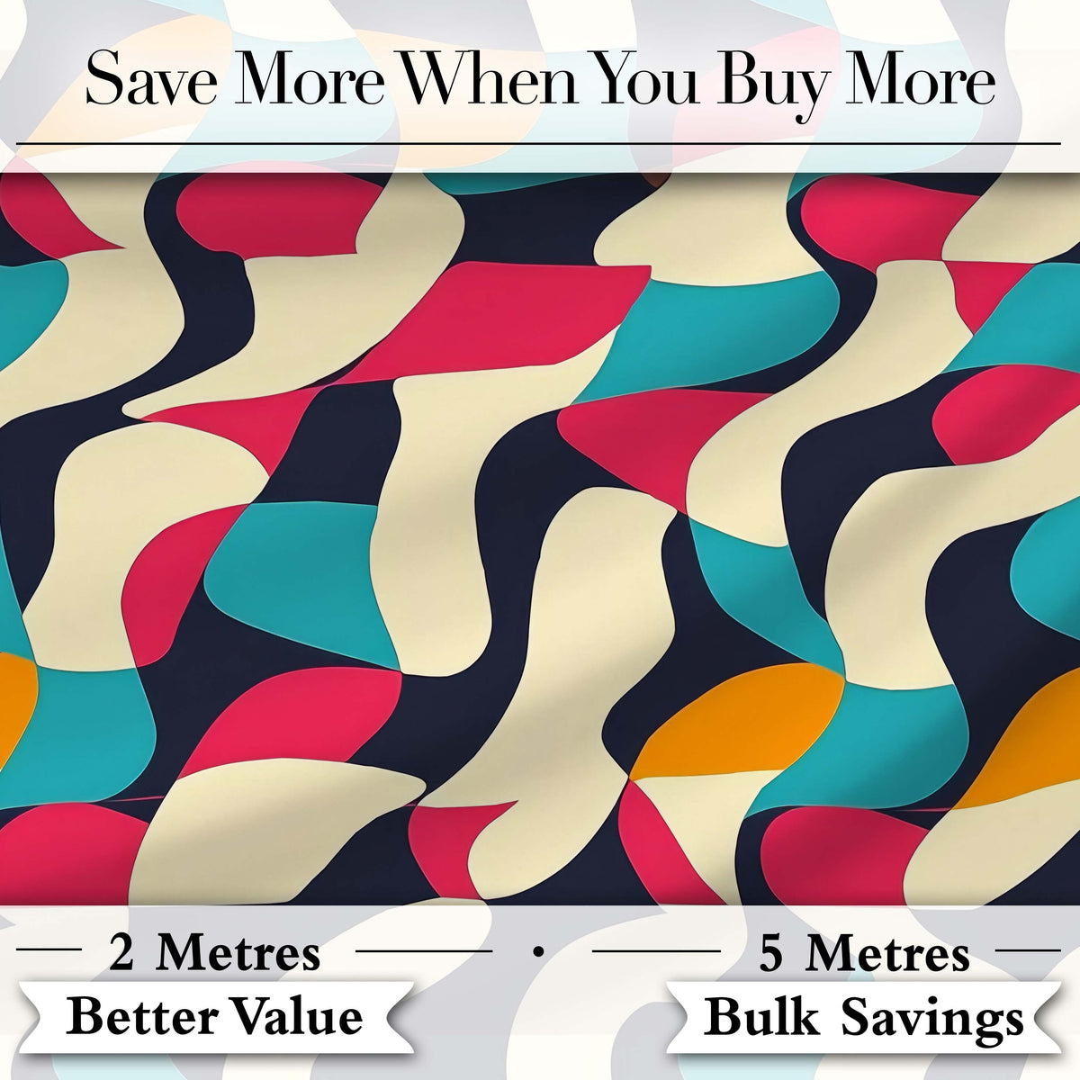 Abstract Organic Flowing Shapes Vibrant  Color Design Seamless Pattern Digital Print Fabric by the Metre UK Sewing Quilting Textile
