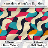 Abstract Organic Flowing Shapes Vibrant  Color Design Seamless Pattern Digital Print Fabric by the Metre UK Sewing Quilting Textile