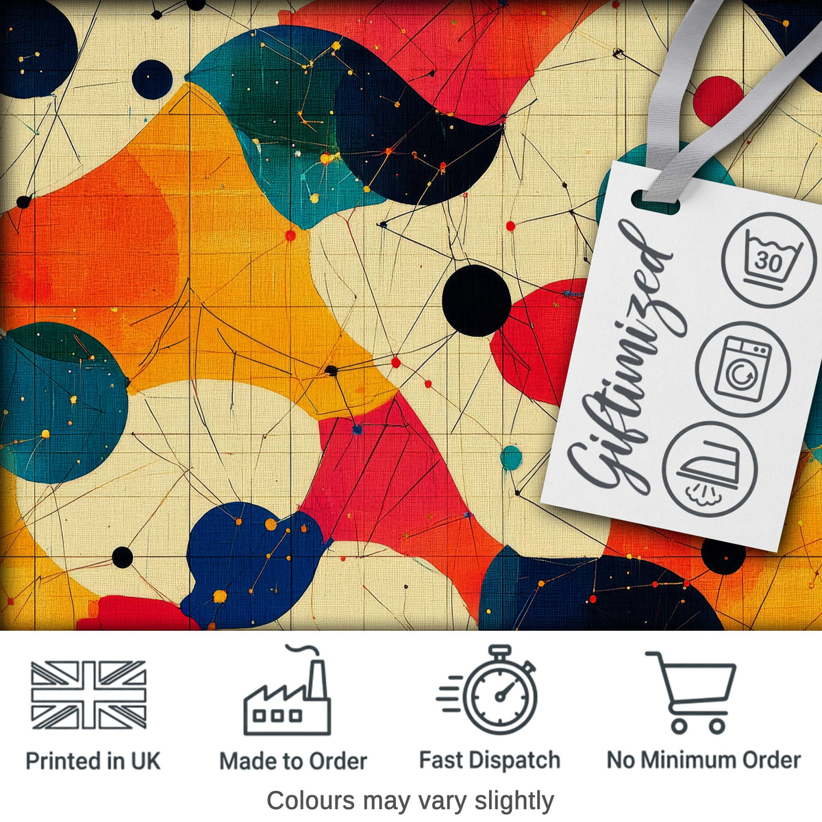 Abstract Artistic Paint Splash with Line Details Modern Seamless Pattern Digital Print Fabric by the Metre UK Sewing Quilting Textile