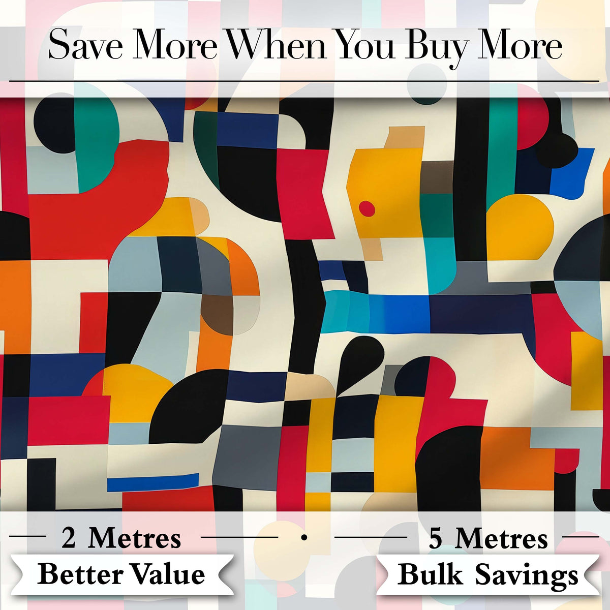 Abstract Modern Geometric Shapes Colorful Layered Design Seamless Pattern Digital Print Fabric by the Metre UK Sewing Quilting Textile