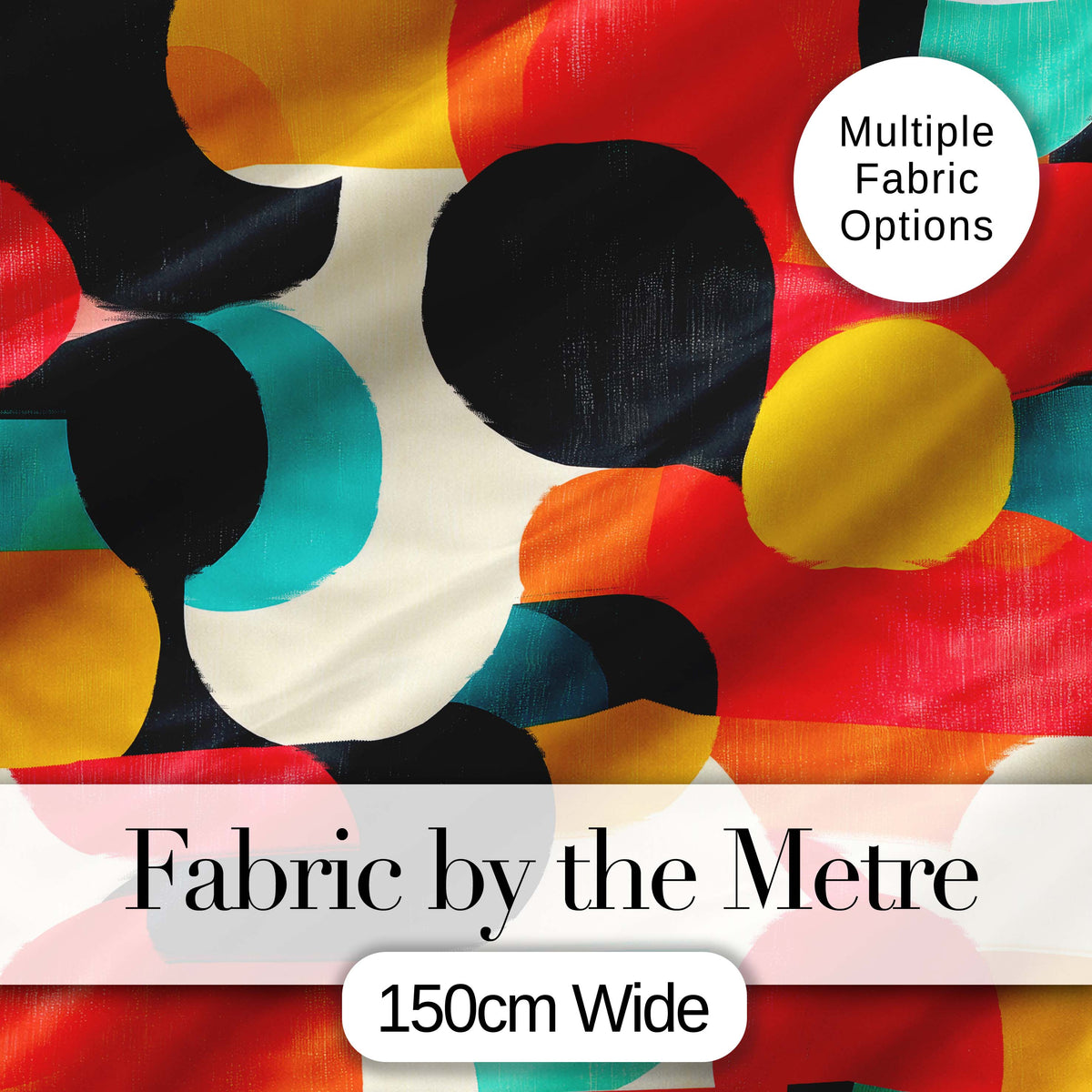 Abstract Organic Rounded Shapes Bold  Color Style Seamless Pattern Digital Print Fabric by the Metre UK Sewing Quilting Textile