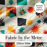 Abstract  Starburst Shapes Geometric Colorful Seamless Pattern Digital Print Fabric by the Metre UK Sewing Quilting Textile