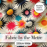 Abstract Bold Sunburst Floral Shapes Mid Century Style Seamless Pattern Digital Print Fabric by the Metre UK Sewing Quilting Textile