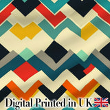 Abstract Zigzag Geometric Shapes Bold Color Blocks Seamless Pattern Digital Print Fabric by the Metre UK Sewing Quilting Textile