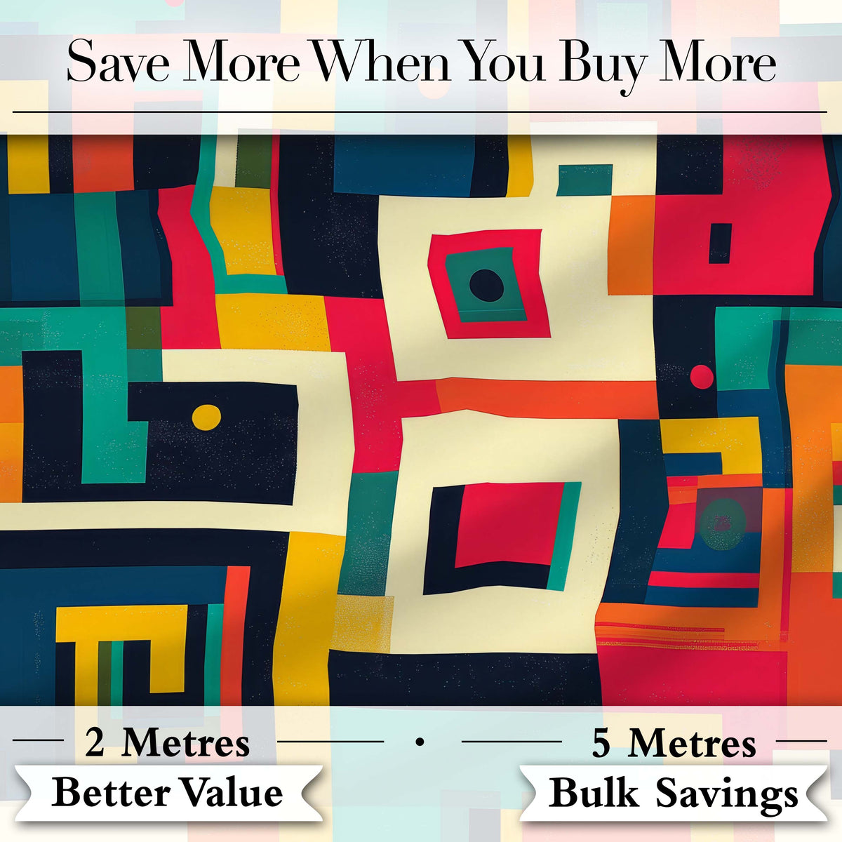 Abstract Colorful Geometric Blocks Modern Art Seamless Pattern Digital Print Fabric by the Metre UK Sewing Quilting Textile