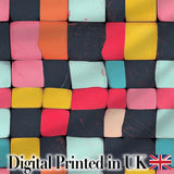 Abstract Textured Square Tiles  Color Block Seamless Pattern Digital Print Fabric by the Metre UK Sewing Quilting Textile