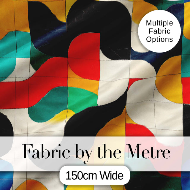 Abstract  Organic Curved Shapes Colorful Seamless Pattern Digital Print Fabric by the Metre UK Sewing Quilting Textile