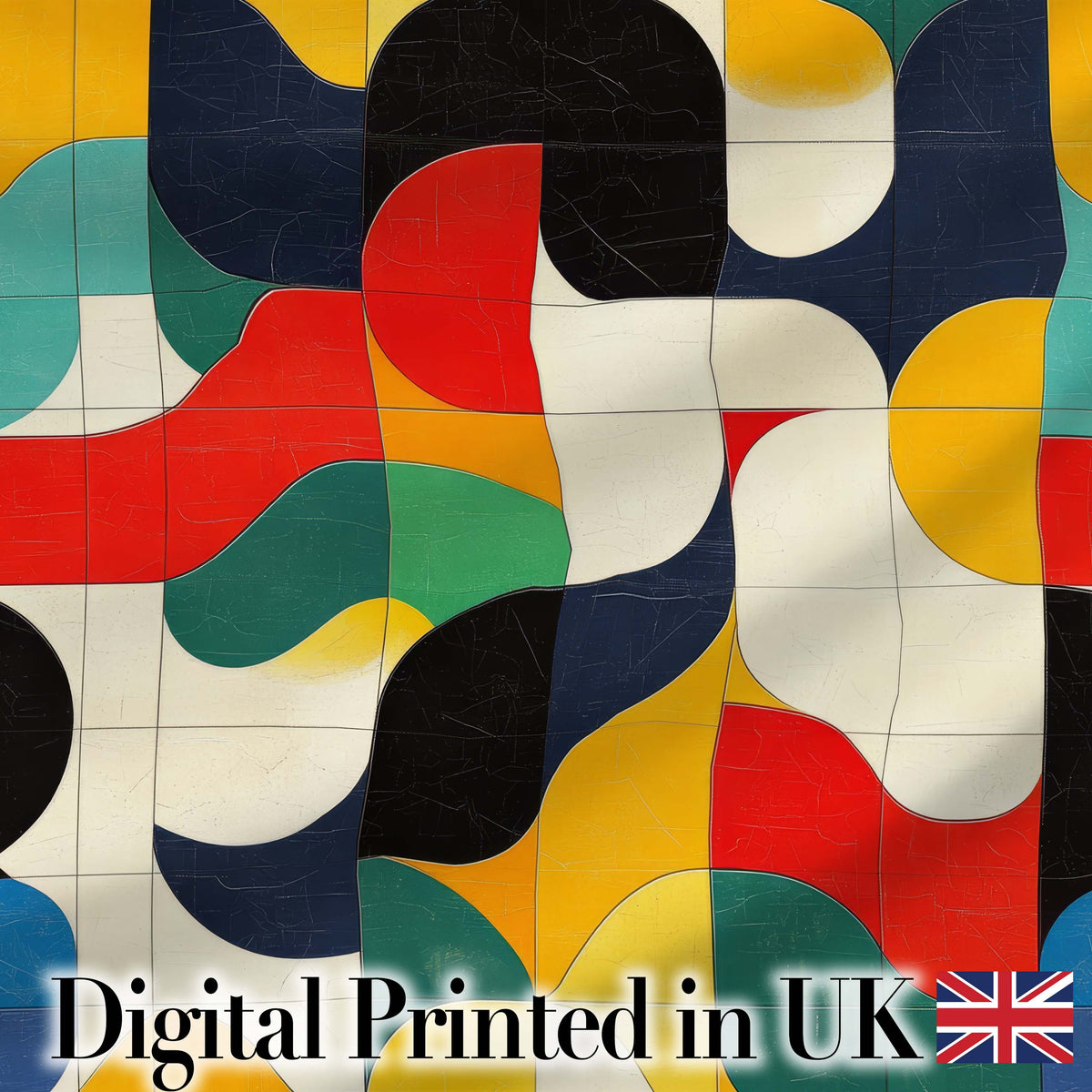 Abstract  Organic Curved Shapes Colorful Seamless Pattern Digital Print Fabric by the Metre UK Sewing Quilting Textile