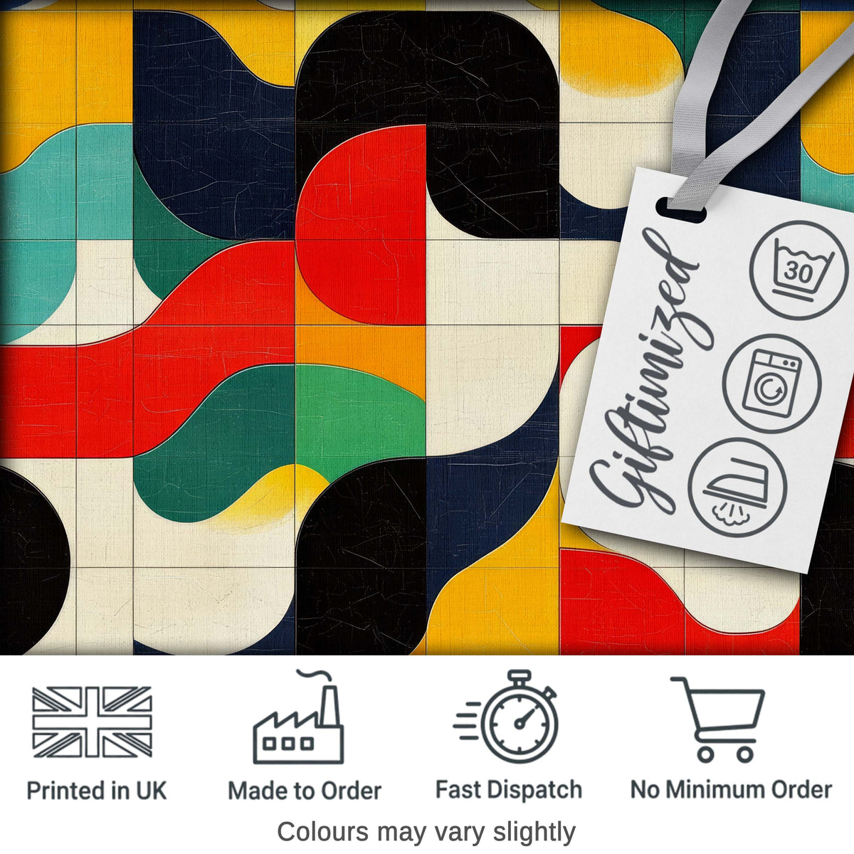 Abstract  Organic Curved Shapes Colorful Seamless Pattern Digital Print Fabric by the Metre UK Sewing Quilting Textile