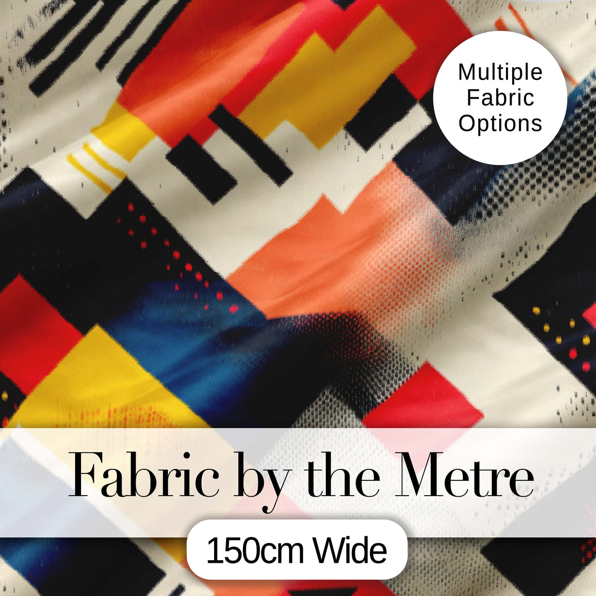 Abstract  Halftone Geometric Shapes Colorful Seamless Pattern Digital Print Fabric by the Metre UK Sewing Quilting Textile