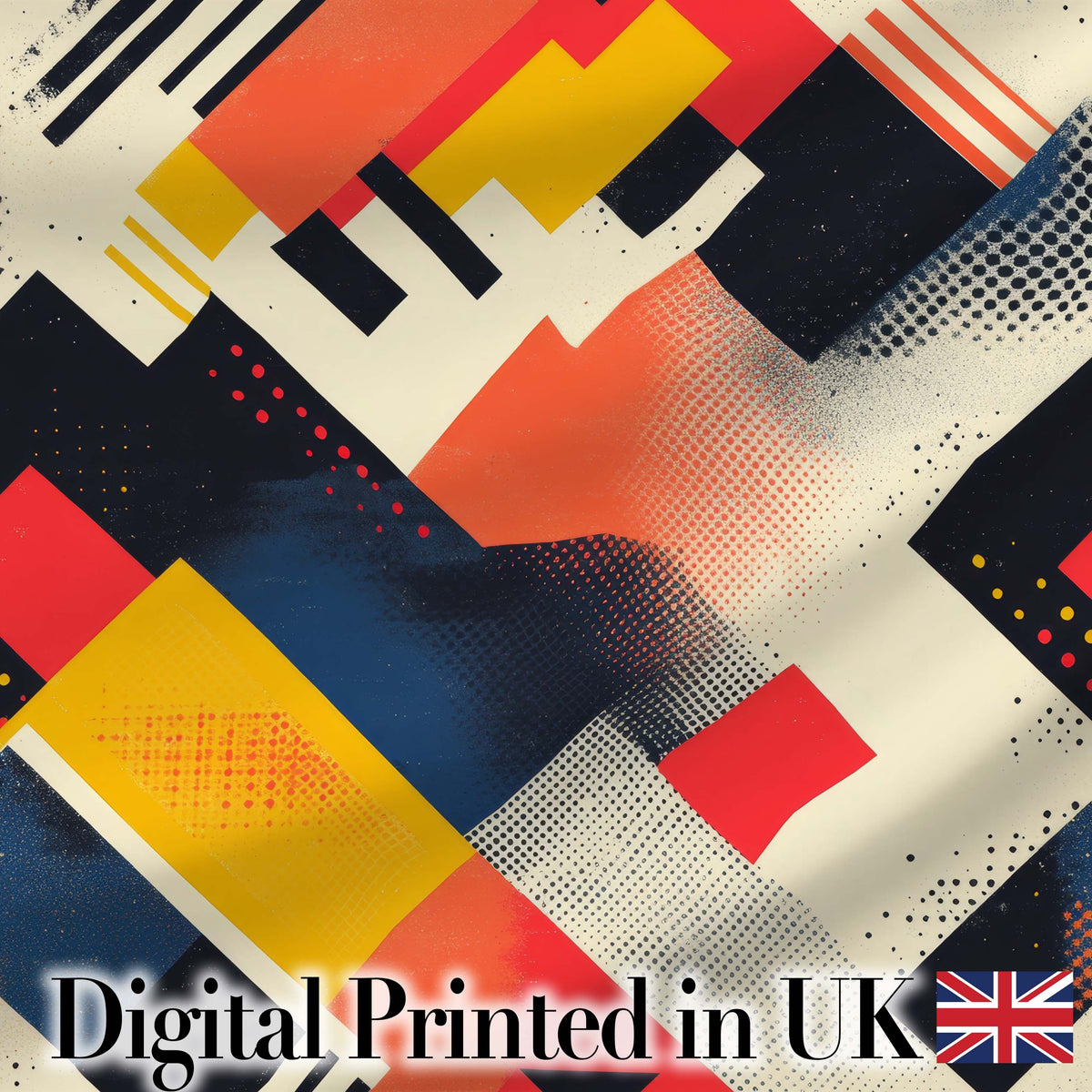 Abstract  Halftone Geometric Shapes Colorful Seamless Pattern Digital Print Fabric by the Metre UK Sewing Quilting Textile