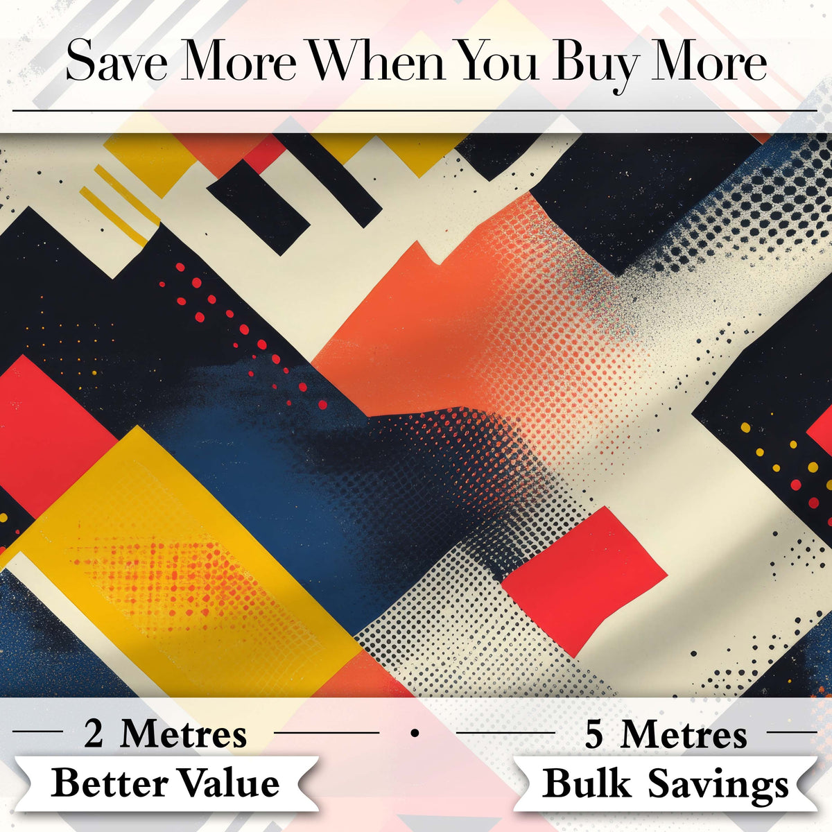 Abstract  Halftone Geometric Shapes Colorful Seamless Pattern Digital Print Fabric by the Metre UK Sewing Quilting Textile