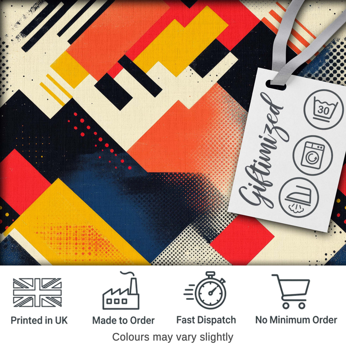 Abstract  Halftone Geometric Shapes Colorful Seamless Pattern Digital Print Fabric by the Metre UK Sewing Quilting Textile