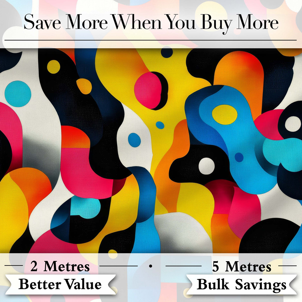 Abstract Organic Fluid Shapes Vibrant  Seamless Pattern Digital Print Fabric by the Metre UK Sewing Quilting Textile