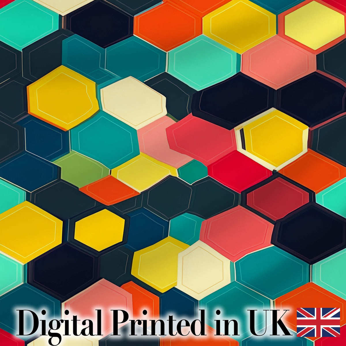 Abstract Multicolor Hexagon Honeycomb Seamless Pattern Digital Print Fabric by the Metre UK Sewing Quilting Textile