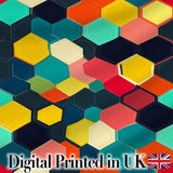 Abstract Multicolor Hexagon Honeycomb Seamless Pattern Digital Print Fabric by the Metre UK Sewing Quilting Textile