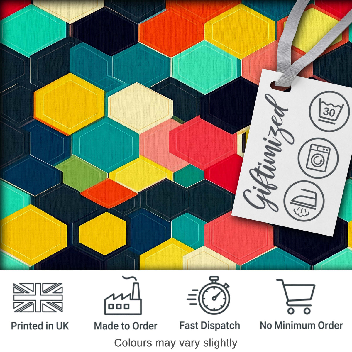Abstract Multicolor Hexagon Honeycomb Seamless Pattern Digital Print Fabric by the Metre UK Sewing Quilting Textile