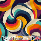 Abstract  Spiral Wave Swirl Colorful Seamless Pattern Digital Print Fabric by the Metre UK Sewing Quilting Textile