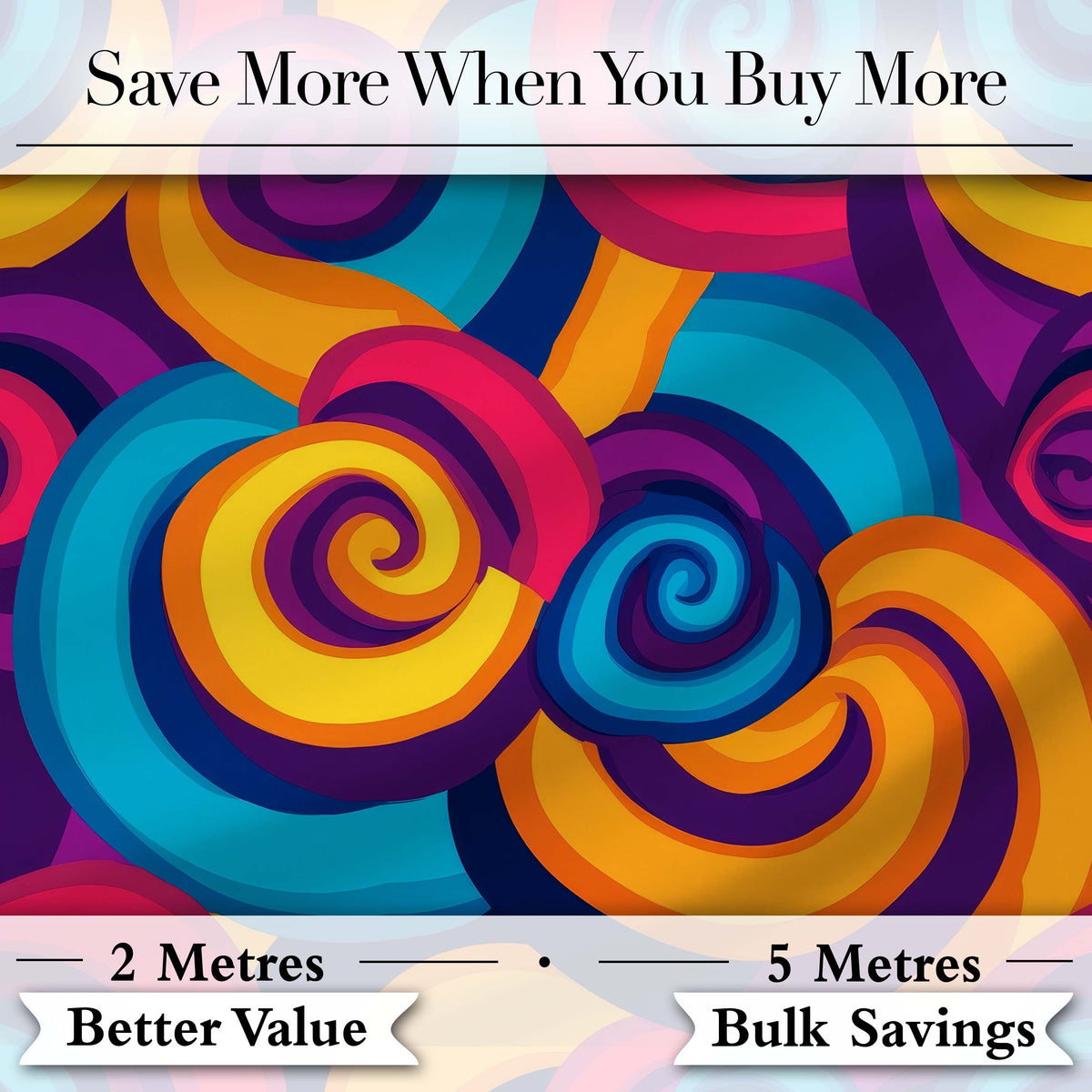 Abstract Psychedelic Spiral Curl Bold Color Seamless Pattern Digital Print Fabric by the Metre UK Sewing Quilting Textile