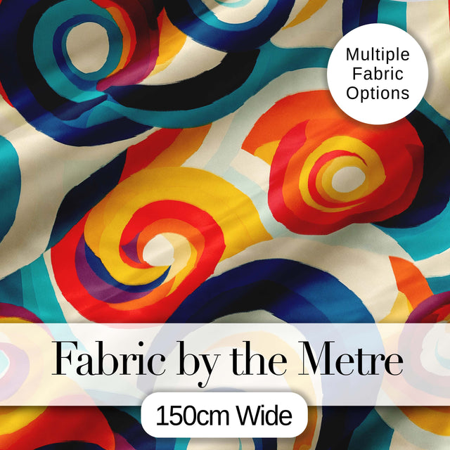 Abstract  Circular Swirl Rings Colorful Seamless Pattern Digital Print Fabric by the Metre UK Sewing Quilting Textile