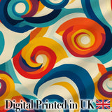 Abstract  Circular Swirl Rings Colorful Seamless Pattern Digital Print Fabric by the Metre UK Sewing Quilting Textile