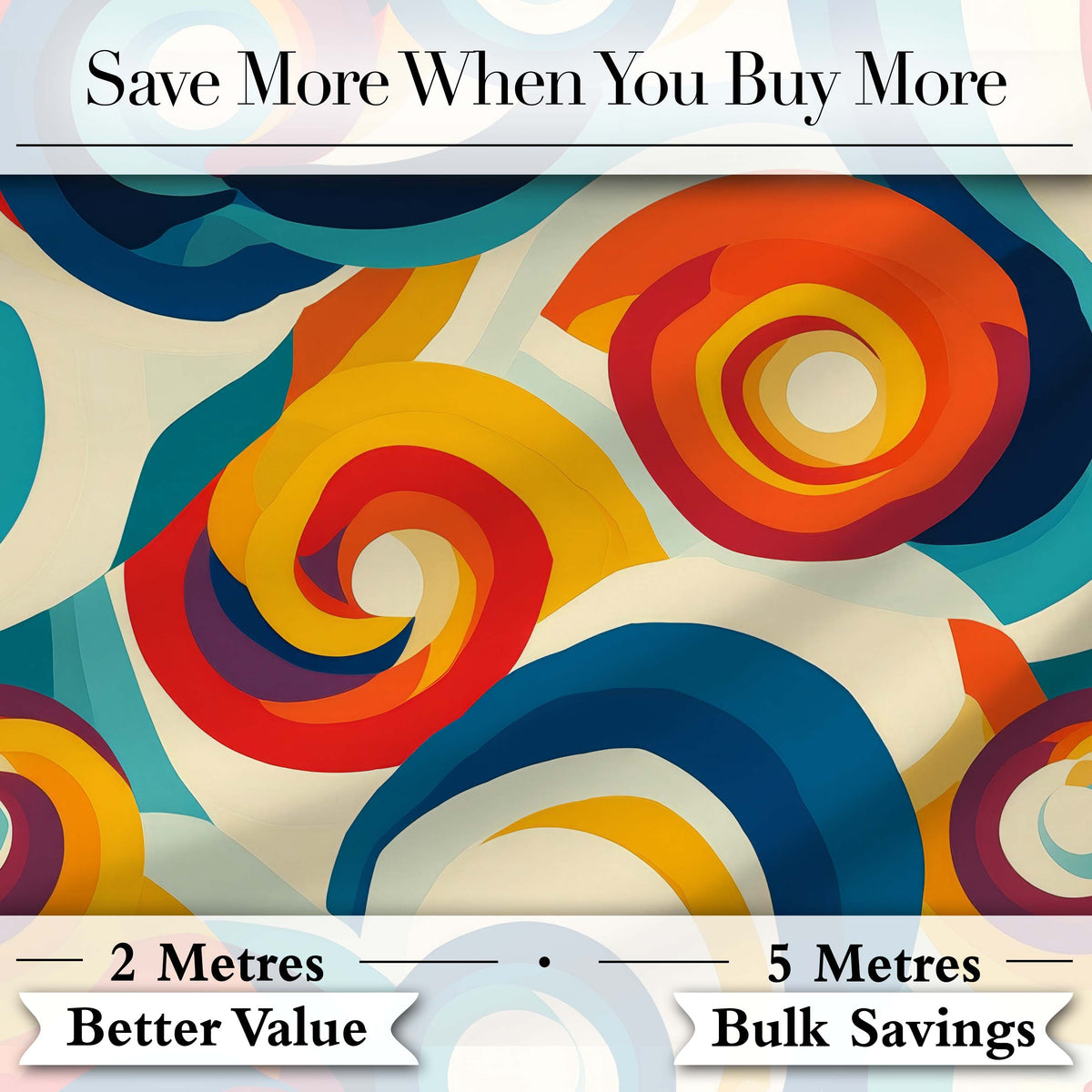Abstract  Circular Swirl Rings Colorful Seamless Pattern Digital Print Fabric by the Metre UK Sewing Quilting Textile