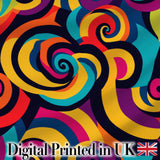 Abstract Bold Curvy Wave Swirl  Color Seamless Pattern Digital Print Fabric by the Metre UK Sewing Quilting Textile