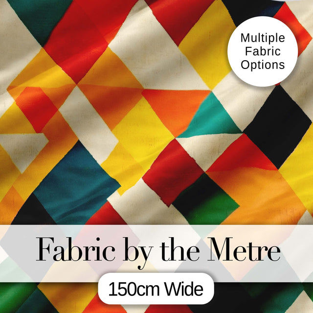 Abstract Geometric Diamond Shapes  Color Seamless Pattern Digital Print Fabric by the Metre UK Sewing Quilting Textile