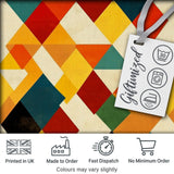 Abstract Geometric Diamond Shapes  Color Seamless Pattern Digital Print Fabric by the Metre UK Sewing Quilting Textile