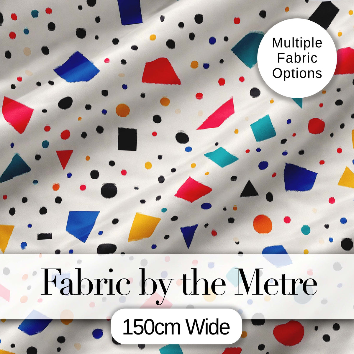 Abstract Minimal Scatter Shapes Confetti Seamless Pattern Digital Print Fabric by the Metre UK Sewing Quilting Textile