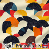 Abstract Japanese Fan Shapes Elegant Seamless Pattern Digital Print Fabric by the Metre UK Sewing Quilting Textile