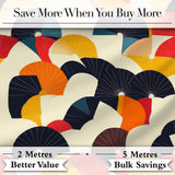Abstract Japanese Fan Shapes Elegant Seamless Pattern Digital Print Fabric by the Metre UK Sewing Quilting Textile