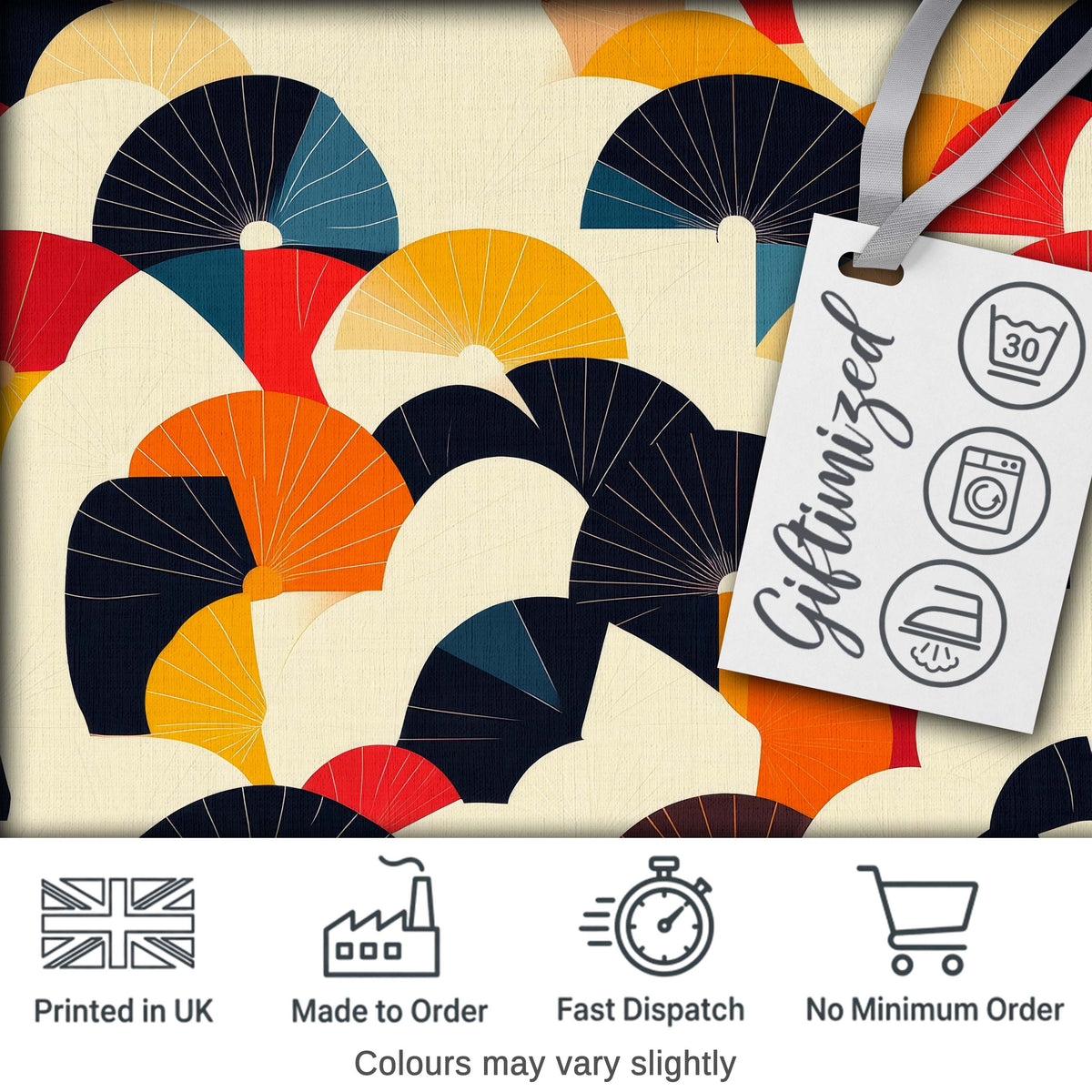 Abstract Japanese Fan Shapes Elegant Seamless Pattern Digital Print Fabric by the Metre UK Sewing Quilting Textile