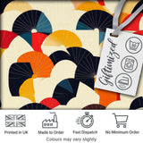 Abstract Japanese Fan Shapes Elegant Seamless Pattern Digital Print Fabric by the Metre UK Sewing Quilting Textile