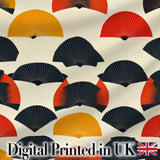 Abstract Japanese Folding Fan Minimal Seamless Pattern Digital Print Fabric by the Metre UK Sewing Quilting Textile