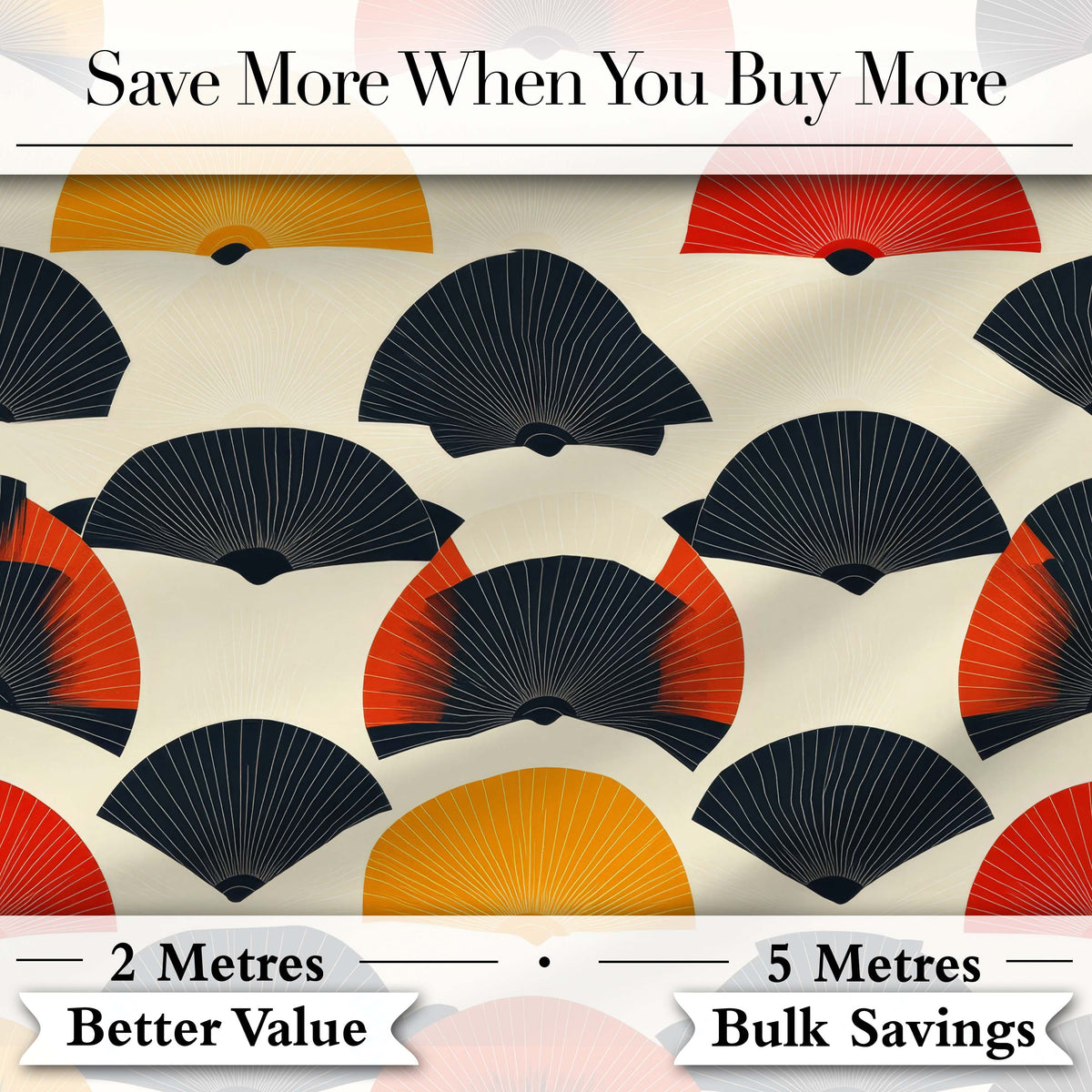 Abstract Japanese Folding Fan Minimal Seamless Pattern Digital Print Fabric by the Metre UK Sewing Quilting Textile