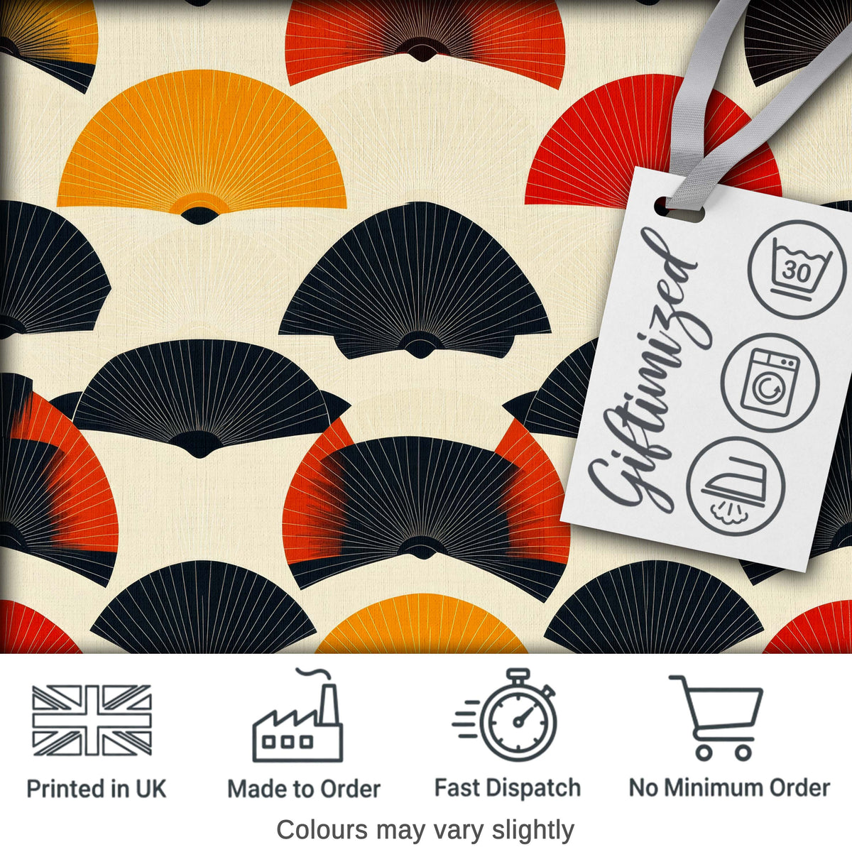 Abstract Japanese Folding Fan Minimal Seamless Pattern Digital Print Fabric by the Metre UK Sewing Quilting Textile