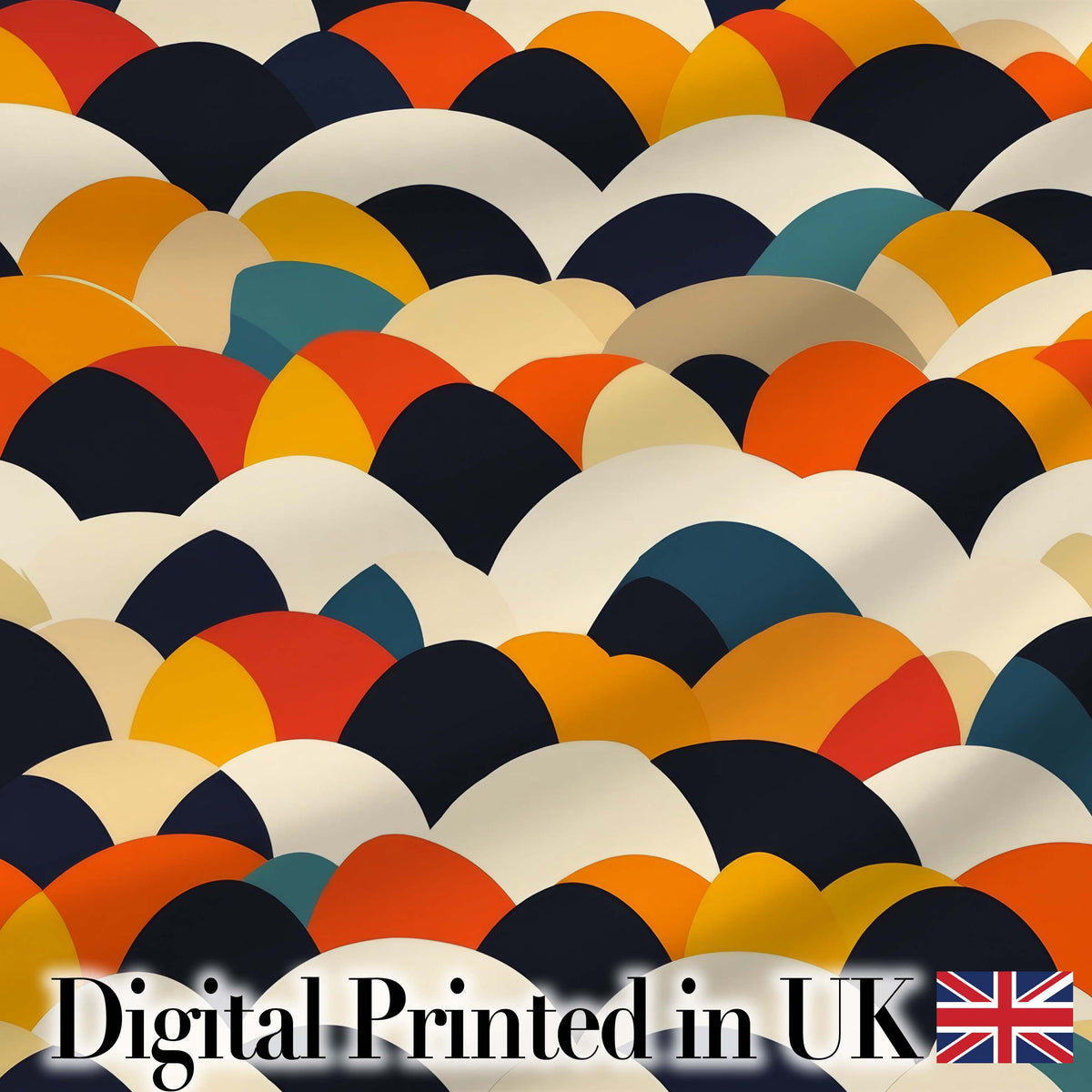 Abstract Scallop Wave Hills  Seamless Pattern Digital Print Fabric by the Metre UK Sewing Quilting Textile